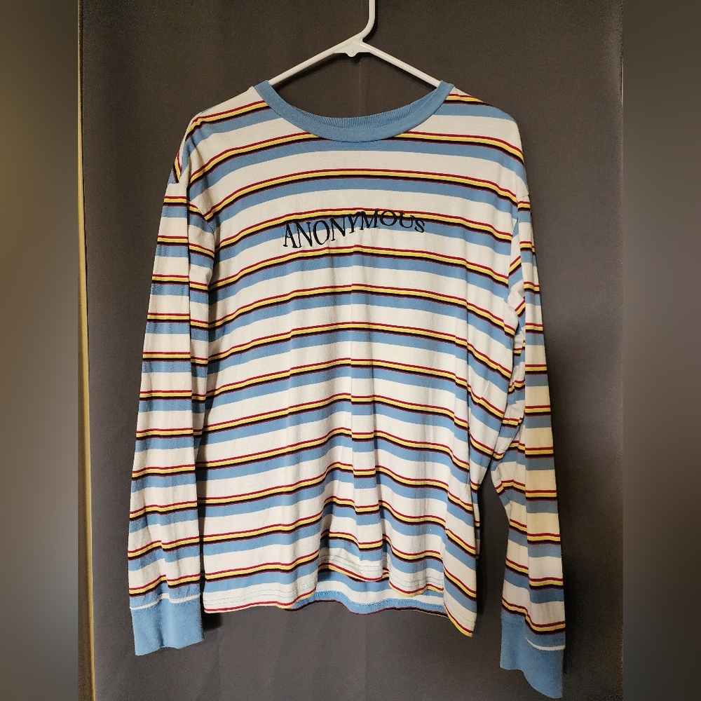 Pacsun T-shirt, Men's size Medium Multi Color Striped PacSun "Anonymous" T-shirt